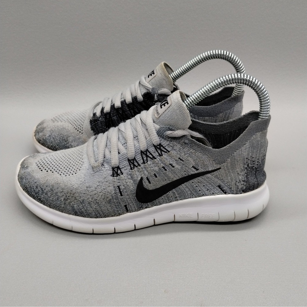 Nike Free RN Flyknit Womens Running Shoes Sneakers Wolf Gray‎ Size 6 Athleisure